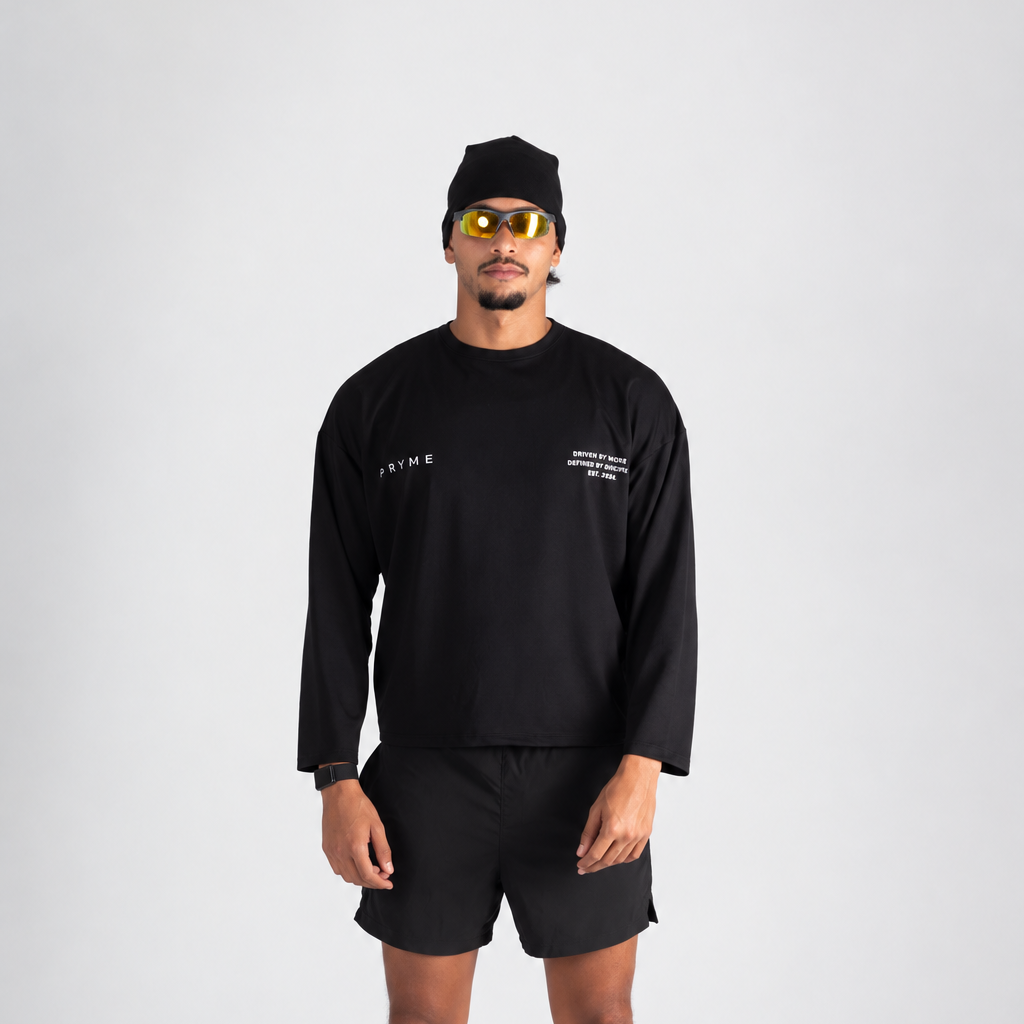 Pryme Cropped Long Sleeve – Black